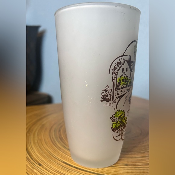 Currier and Ives Brown frosted glass vintage 12oz tumbler - Picture 4 of 6